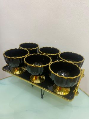 Set of 6 Mugs with serving tray  - DH Item 0192