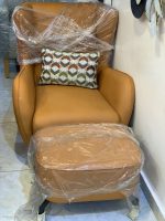 Wingback Accent chair with ottoman + throw pillow DH-item 01100